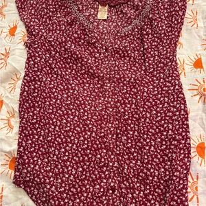 Faded Glory Burgundy Floral Blouse